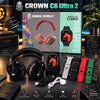 Crown C6 Ultra 2 Smartwatch Combo with Wireless Headphones & Multi-Color Straps