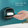 Wall-Mounted Flip Soap Box Holder with Drain Tray