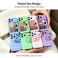 Trendy Mini Phone Case Eyeshadow Palette - Cute Pocket Size Makeup Kit with Chain Strap
