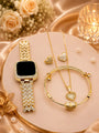 Luxury 4-Piece Gold Jewelry Set with Elegant Smartwatch Bumper