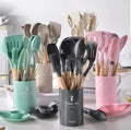 Premium Silicone Kitchen Utensils Set with Holder - Non-Stick Cooking Tools