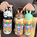 Kids Cute Intelligence Straw Cup - 520ml Fun Math Puzzle Water Bottle with Strap for School