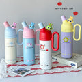 Premium Cute Cartoon Kids Thermos Water Bottle | Stainless Steel Insulated Straw Sipper Mug with Handle & 3D Animal Charm for School & Travel 🍼✨