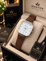 Premium Master Minimalist Square Watch ⌚✨ Sleek Leather Strap Edition